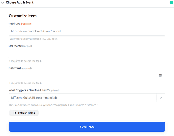 Zapier Feed Url