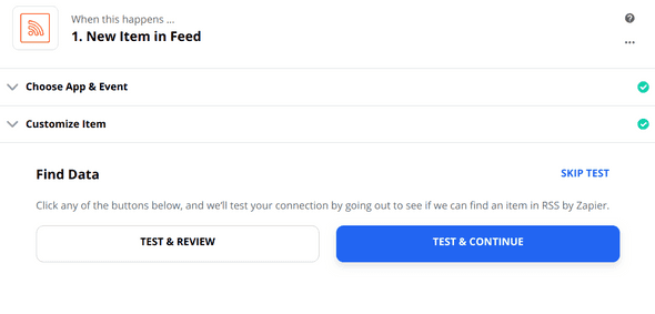 Zapier RSS data check